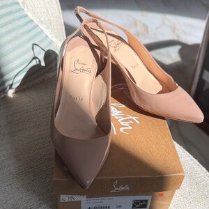 Christian Louboutin Blush Patent Leather Slingback Heels